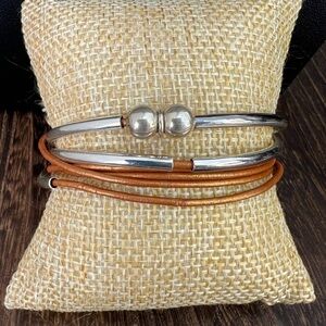 Lizzy James Double Strand Bronze Leather Wrap Around Bracelet B25